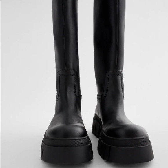 ZARA LEATHER LUG SOLE BOOTS - Picture 4 of 16